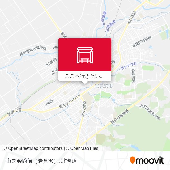 市民会館前（岩見沢）地図