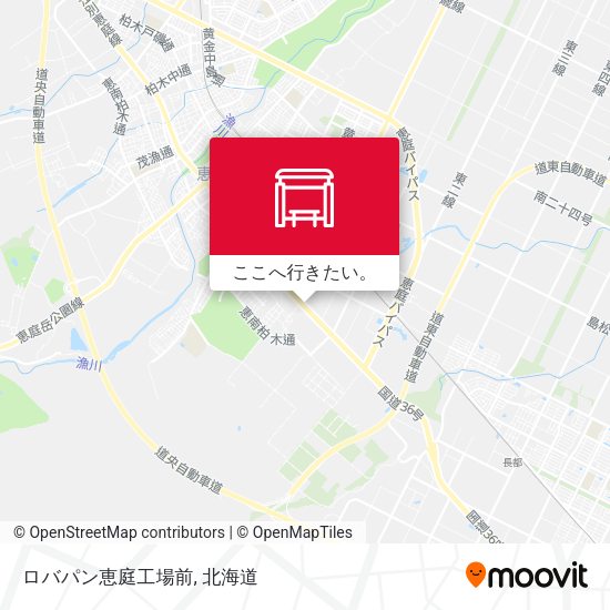 ロバパン恵庭工場前地図
