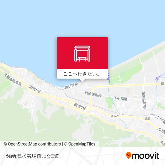 銭函海水浴場前地図