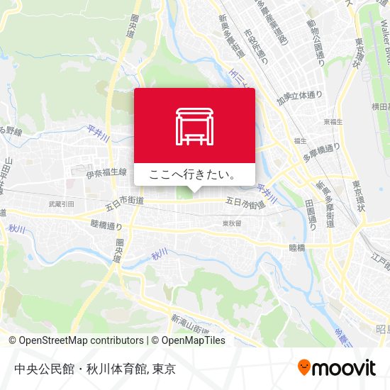 中央公民館・秋川体育館地図