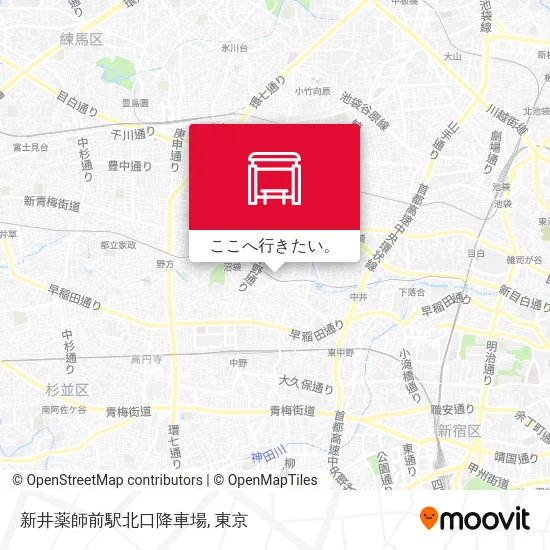 新井薬師前駅北口降車場地図