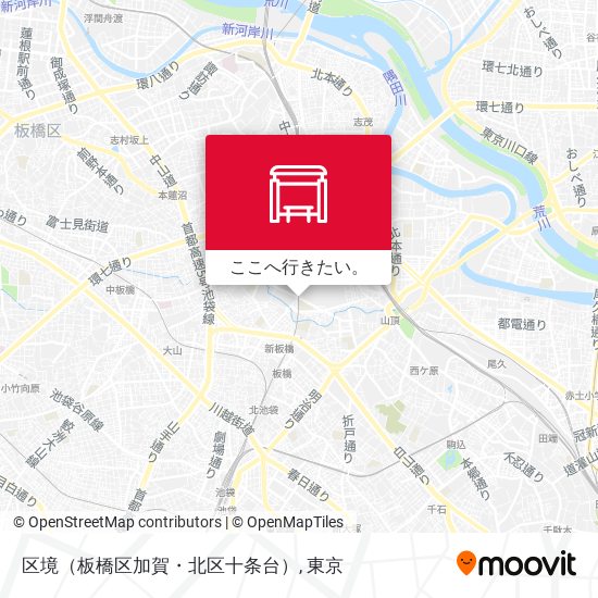 区境（板橋区加賀・北区十条台）地図