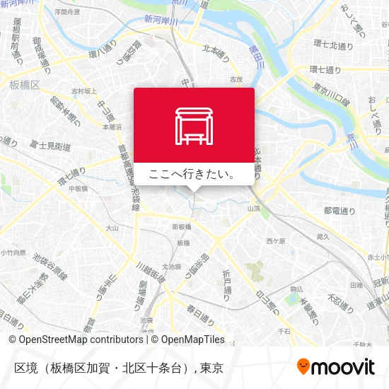 区境（板橋区加賀・北区十条台）地図