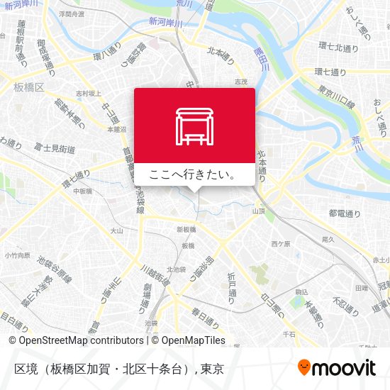 区境（板橋区加賀・北区十条台）地図