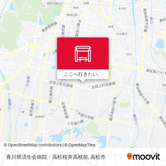 香川県済生会病院・高松桜井高校前地図
