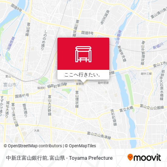 中新庄富山銀行前地図