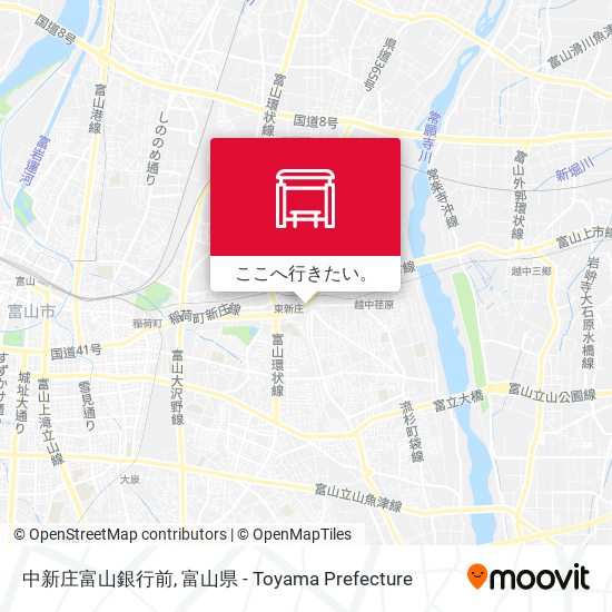 中新庄富山銀行前地図