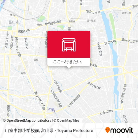 山室中部小学校前地図