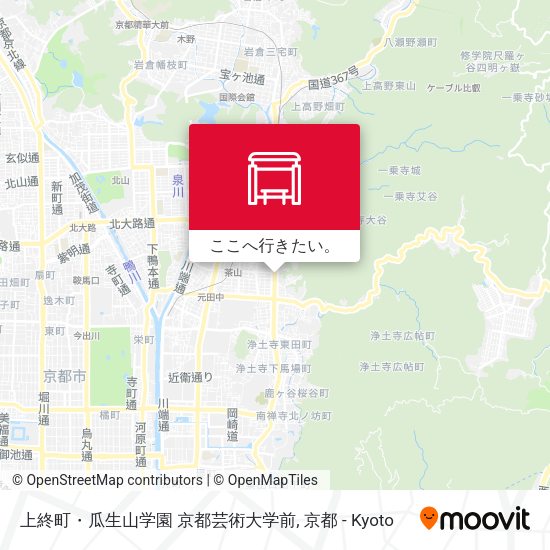 上終町・瓜生山学園 京都芸術大学前地図