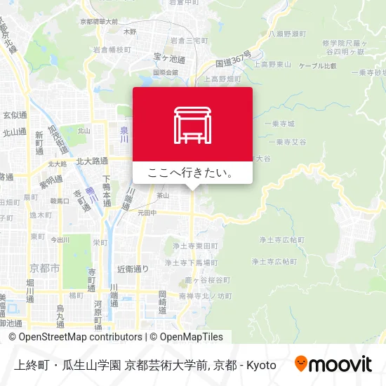 上終町・瓜生山学園 京都芸術大学前地図