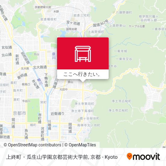 上終町・瓜生山学園京都芸術大学前地図