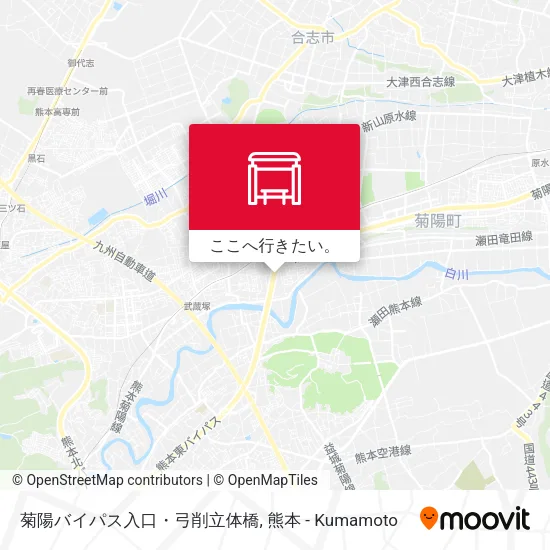 菊陽バイパス入口・弓削立体橋地図