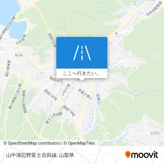 山中湖忍野富士吉田線地図