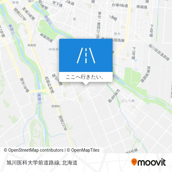 旭川医科大学前道路線地図