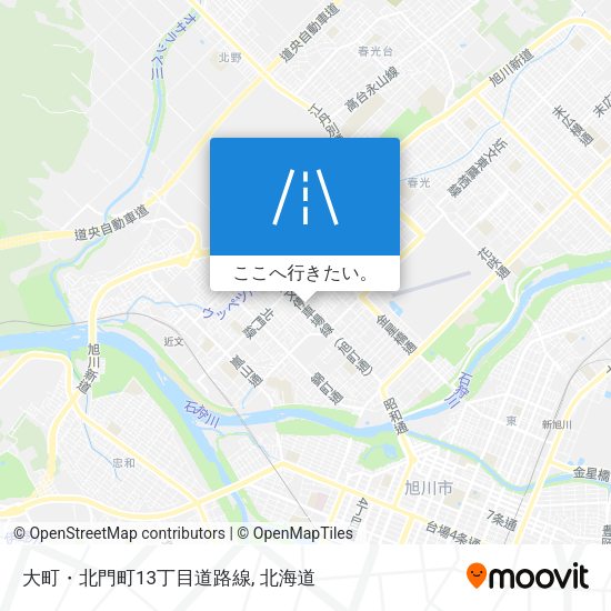 大町・北門町13丁目道路線地図