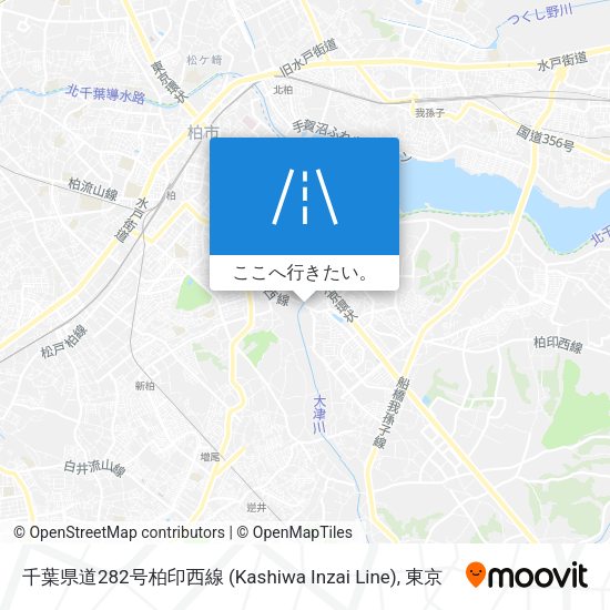 千葉県道282号柏印西線 (Kashiwa Inzai Line)地図