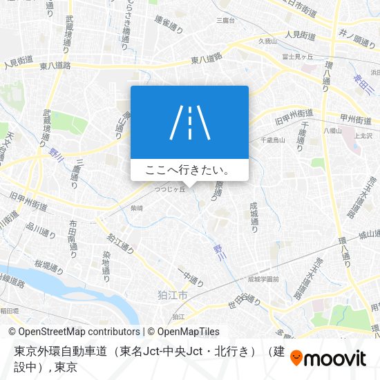 東京外環自動車道（東名Jct-中央Jct・北行き）（建設中）地図