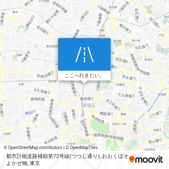 都市計画道路補助第72号線(つつじ通り), おおくぼそよかぜ橋地図