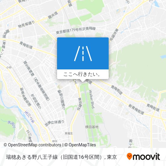 瑞穂あきる野八王子線（旧国道16号区間）地図