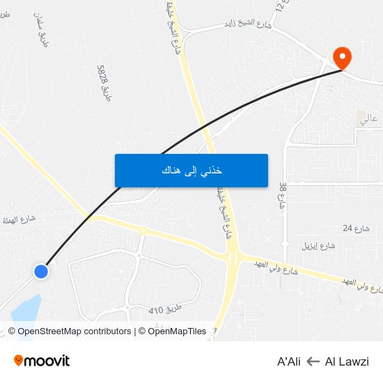 Al Lawzi to A'Ali map