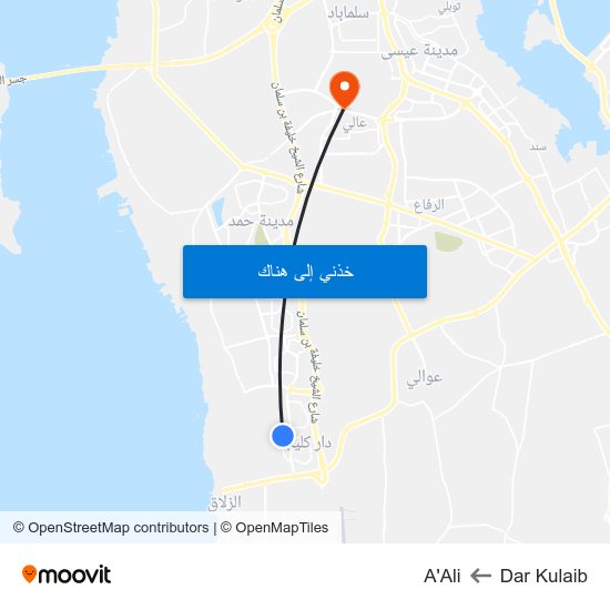 Dar Kulaib to A'Ali map