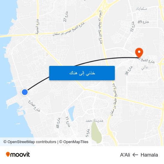 Hamala to A'Ali map