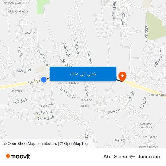 Jannusan to Abu Saiba map