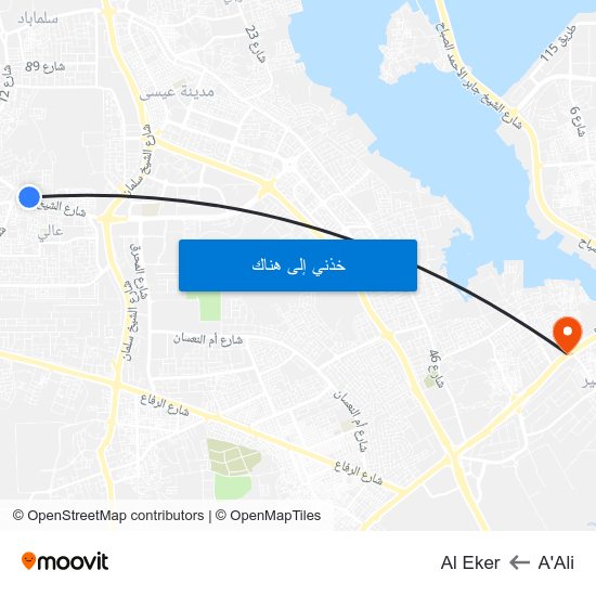 A'Ali to Al Eker map