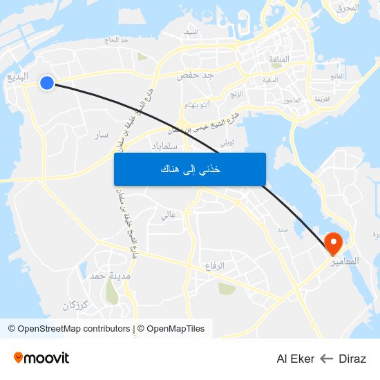 Diraz to Al Eker map