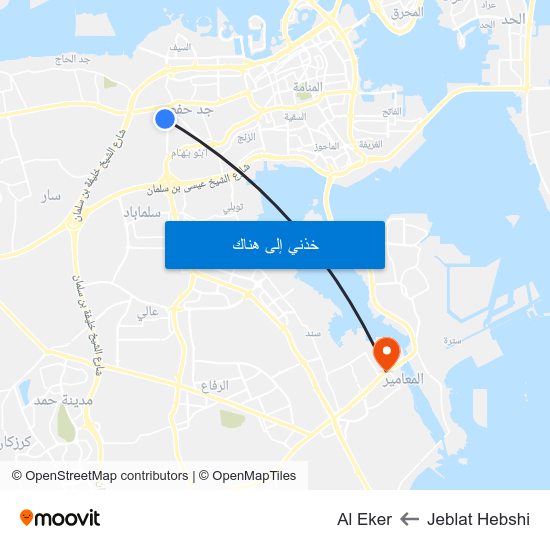 Jeblat Hebshi to Al Eker map
