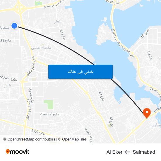 Salmabad to Al Eker map