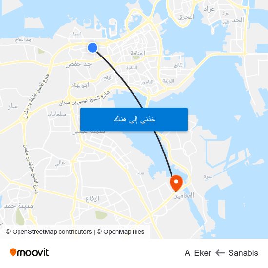 Sanabis to Al Eker map