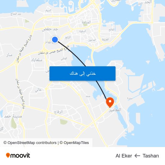 Tashan to Al Eker map