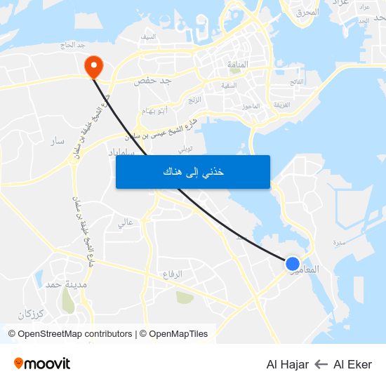 Al Eker to Al Hajar map