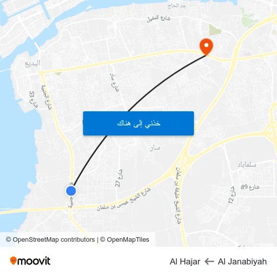 Al Janabiyah to Al Hajar map