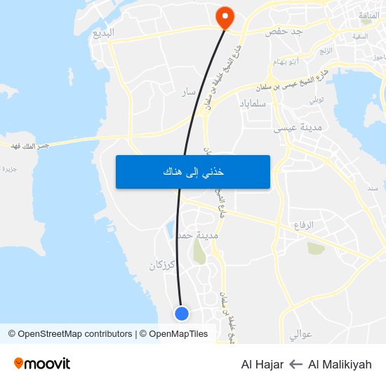 Al Malikiyah to Al Hajar map