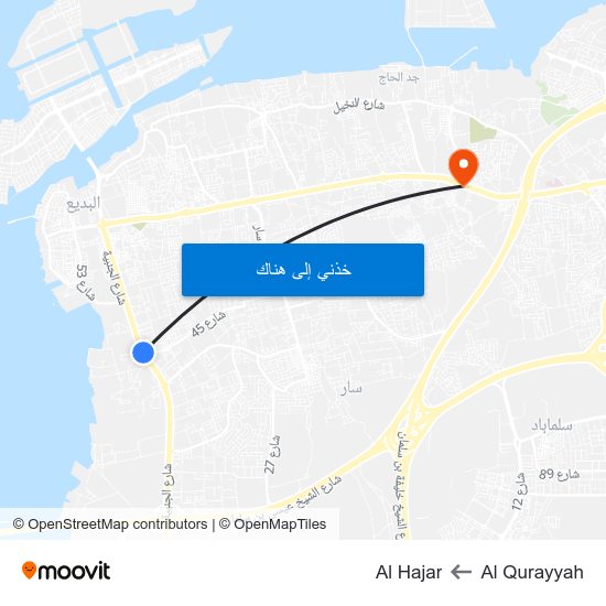 Al Qurayyah to Al Hajar map