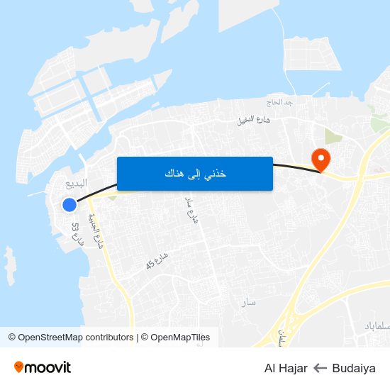 Budaiya to Al Hajar map