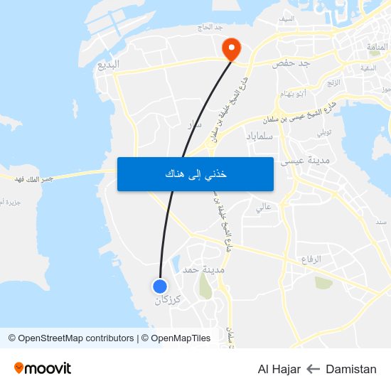 Damistan to Al Hajar map