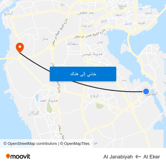 Al Eker to Al Janabiyah map