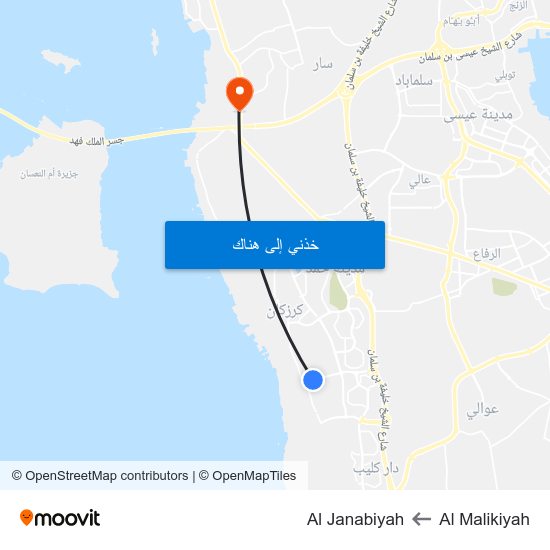 Al Malikiyah to Al Janabiyah map