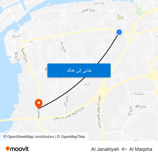 Al Maqsha to Al Janabiyah map