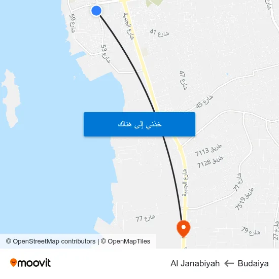 Budaiya to Al Janabiyah map