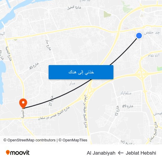 Jeblat Hebshi to Al Janabiyah map