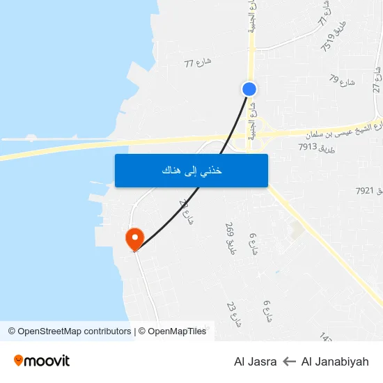 Al Janabiyah to Al Jasra map