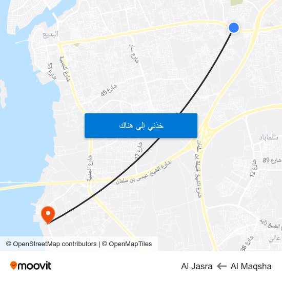 Al Maqsha to Al Jasra map