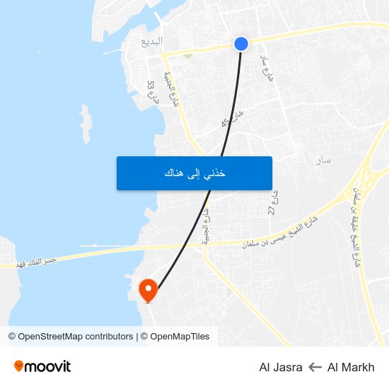 Al Markh to Al Jasra map