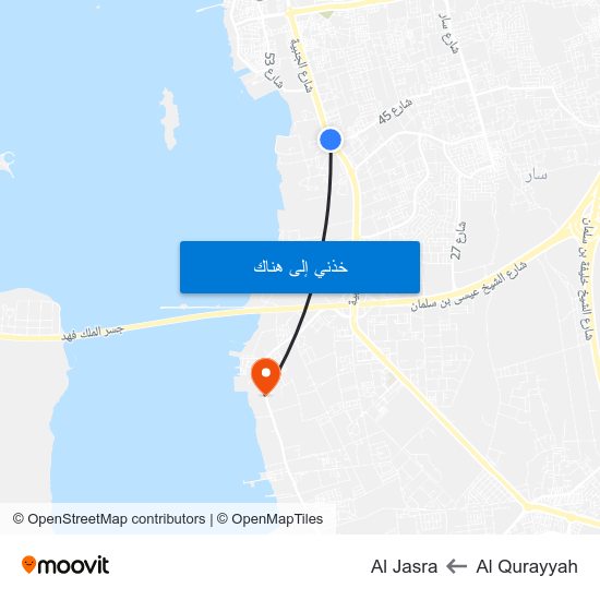 Al Qurayyah to Al Jasra map