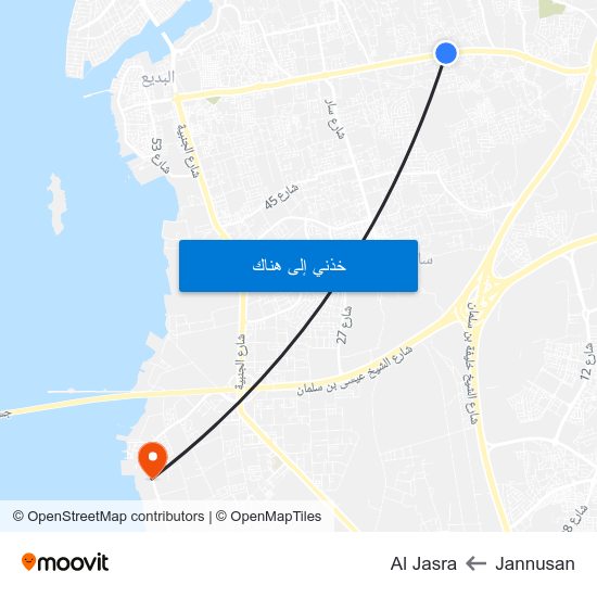 Jannusan to Al Jasra map