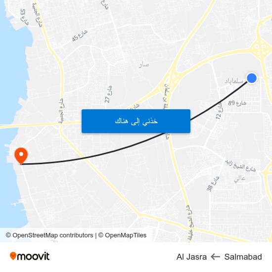 Salmabad to Al Jasra map